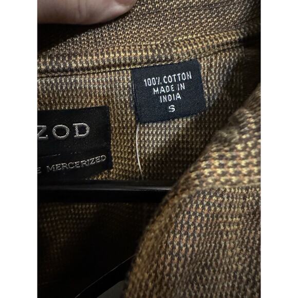 Izod Golf Double Mercerized Gold Brown Diamond Pattern Polo Shirt Small - Picture 3 of 8